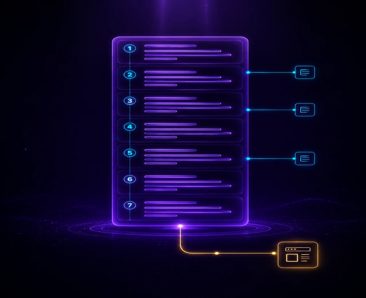 Abstract representation of the official TokenAud published website terms — a numbered clause structure linked to the connected account platform node