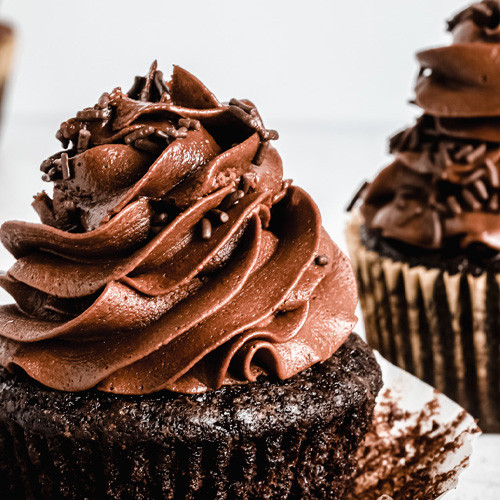 Double Chocolate Cupcake – fudgy dark chocolate frosting