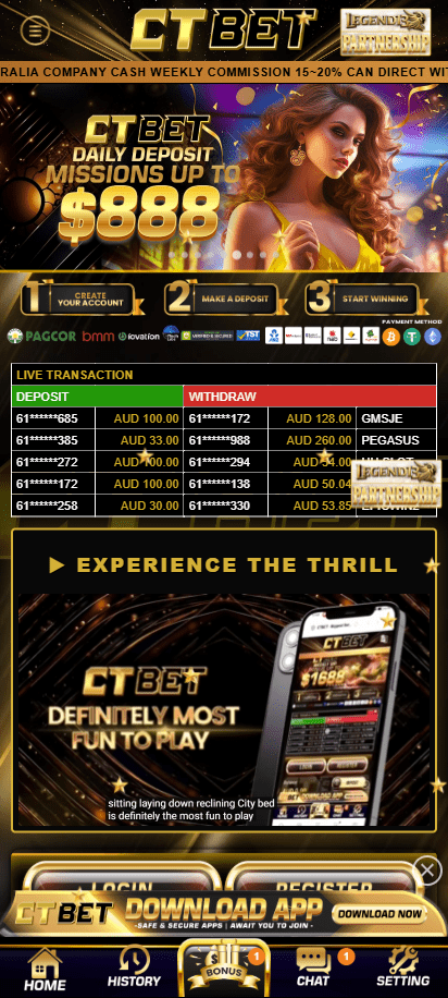 A view of the mobile homepage for our CTBET Casino review