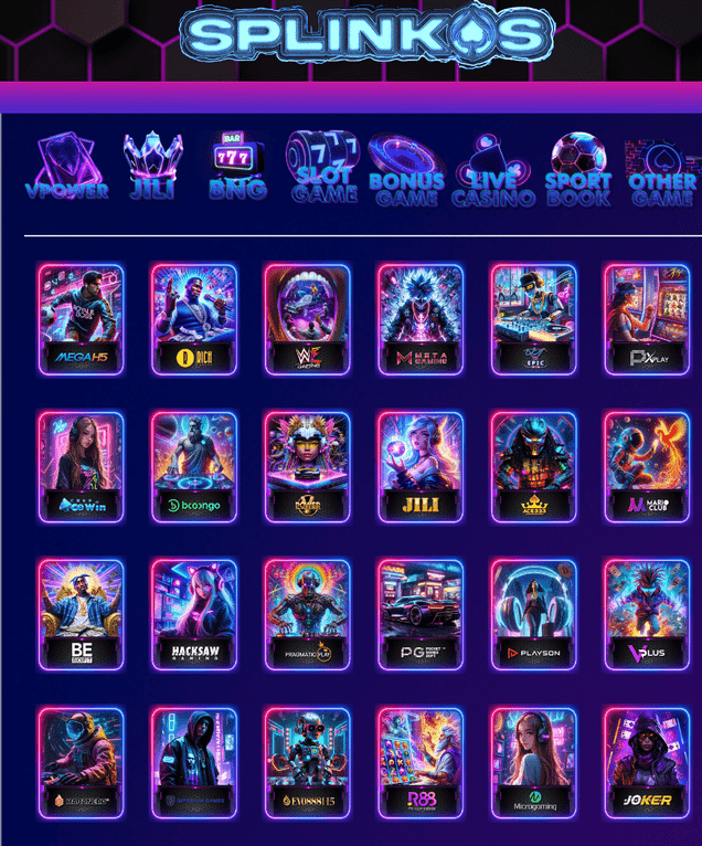 A preview of the games catalogue at SPLINKOS