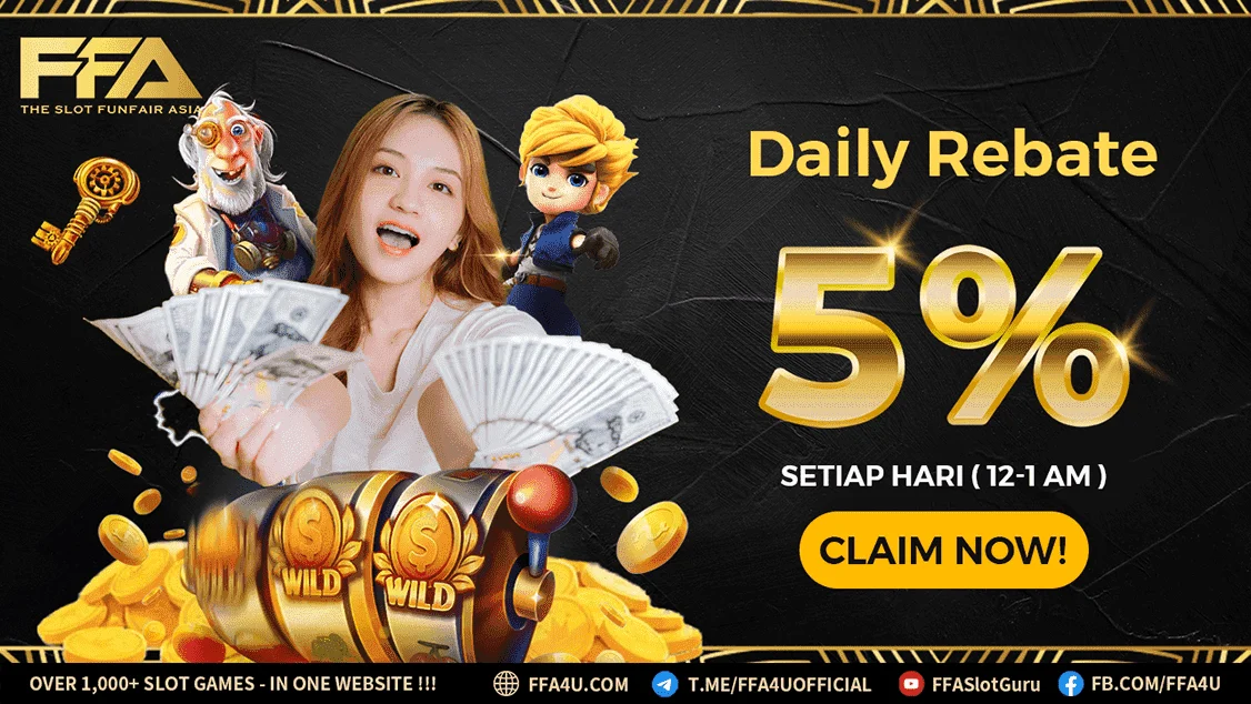 FFA4U Daily Rebate 5% Setiap Hari 12AM-1AM - Malaysia Slot Game Cashback Promotion