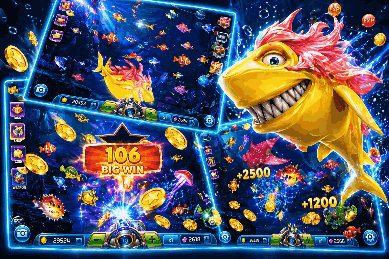Fish shooting multiplayer gameplay